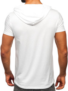 Bolf Herren T-Shirt mit Kapuze mit Motiv Weiß  8T965