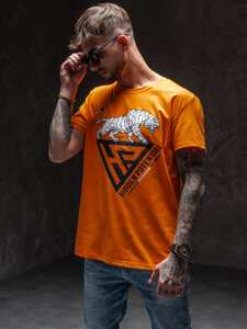 Bolf Herren T-Shirt mit Moiv Orange  Y70013