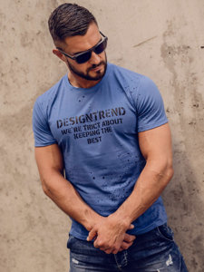 Bolf Herren T-Shirt mit Motiv Blau  8T232