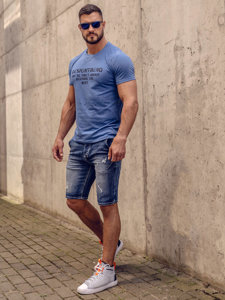 Bolf Herren T-Shirt mit Motiv Blau  8T232