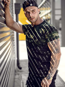 Bolf Herren T-Shirt mit Motiv Camo Khaki   S808A