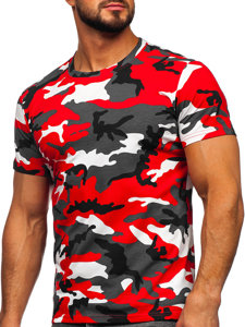 Bolf Herren T-Shirt mit Motiv Camo Rot  8T233