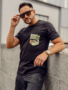 Bolf Herren T-Shirt mit Motiv Camo Schwarz  14507A