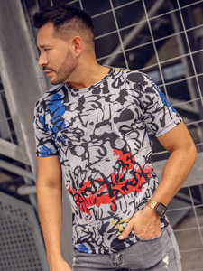 Bolf Herren T-Shirt mit Motiv Grau  14901