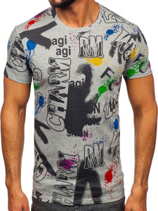 Bolf Herren T-Shirt mit Motiv Grau  8T967