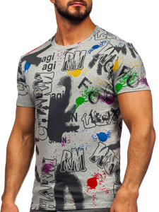 Bolf Herren T-Shirt mit Motiv Grau  8T967