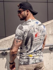 Bolf Herren T-Shirt mit Motiv Grau  8T967