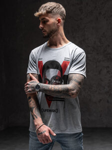 Bolf Herren T-Shirt mit Motiv Grau  KS2552