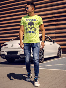 Bolf Herren T-Shirt mit Motiv Grün-Neon  Y70030A