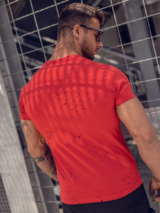 Bolf Herren T-Shirt mit Motiv Rot  8T232