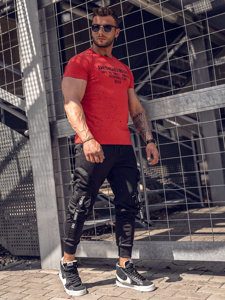 Bolf Herren T-Shirt mit Motiv Rot  8T232