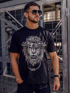 Bolf Herren T-Shirt mit Motiv Schwarz  0202A