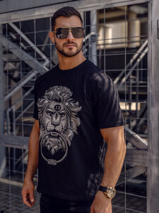 Bolf Herren T-Shirt mit Motiv Schwarz  0202A