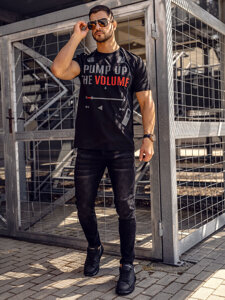 Bolf Herren T-Shirt mit Motiv Schwarz  1171A