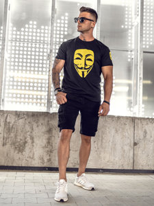 Bolf Herren T-Shirt mit Motiv Schwarz 14400A