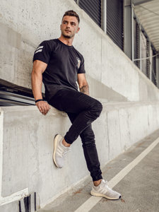 Bolf Herren T-Shirt mit Motiv Schwarz 14404A