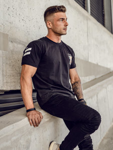 Bolf Herren T-Shirt mit Motiv Schwarz 14404A