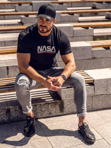 Bolf Herren T-Shirt mit Motiv Schwarz  14749A