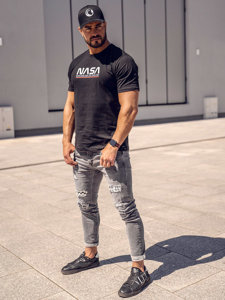 Bolf Herren T-Shirt mit Motiv Schwarz  14749A