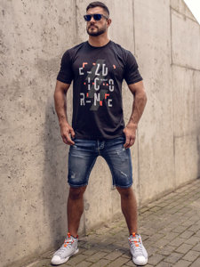 Bolf Herren T-Shirt mit Motiv Schwarz  14752B