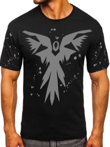 Bolf Herren T-Shirt mit Motiv Schwarz-Grau 300