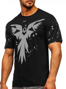 Bolf Herren T-Shirt mit Motiv Schwarz-Grau 300