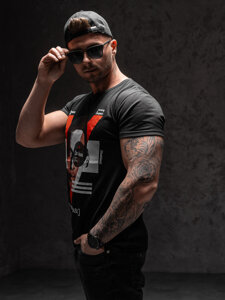 Bolf Herren T-Shirt mit Motiv Schwarz  KS2552