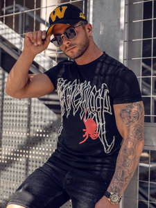 Bolf Herren T-Shirt mit Motiv Schwarz  MT3026