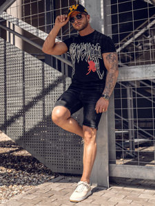 Bolf Herren T-Shirt mit Motiv Schwarz  MT3026