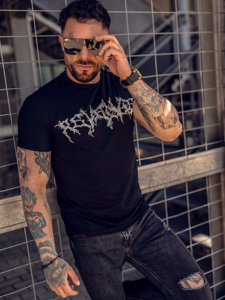 Bolf Herren T-Shirt mit Motiv Schwarz  MT3027A