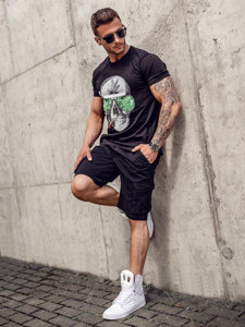 Bolf Herren T-Shirt mit Motiv Schwarz  Y70019A