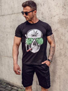 Bolf Herren T-Shirt mit Motiv Schwarz  Y70019A