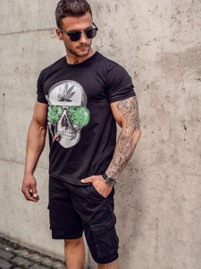 Bolf Herren T-Shirt mit Motiv Schwarz  Y70019A