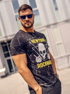 Bolf Herren T-Shirt mit Motiv Schwarz  Y70030A