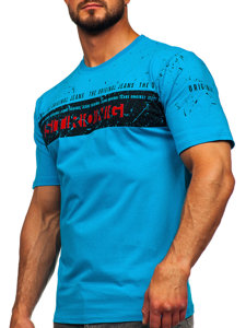 Bolf Herren T-Shirt mit Motiv Türkis  14204