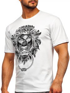 Bolf Herren T-Shirt mit Motiv Weiß  0202