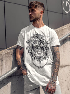 Bolf Herren T-Shirt mit Motiv Weiß  0202