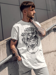 Bolf Herren T-Shirt mit Motiv Weiß  0202