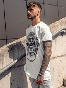 Bolf Herren T-Shirt mit Motiv Weiß  0202