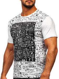 Bolf Herren T-Shirt mit Motiv Weiß  1173