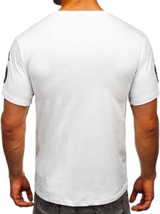 Bolf Herren T-Shirt mit Motiv Weiß  1180