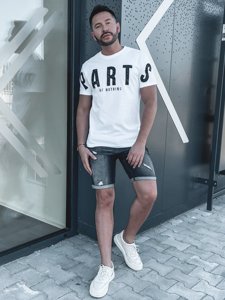 Bolf Herren T-Shirt mit Motiv Weiß  1180