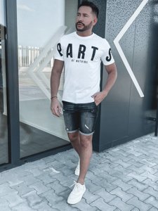 Bolf Herren T-Shirt mit Motiv Weiß  1180