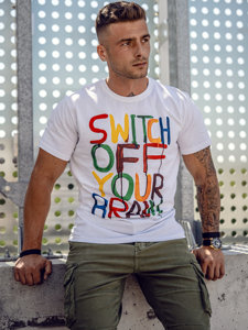 Bolf Herren T-Shirt mit Motiv Weiß 1181A