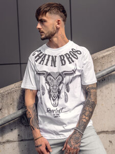 Bolf Herren T-Shirt mit Motiv Weiß 142174