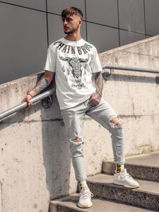 Bolf Herren T-Shirt mit Motiv Weiß 142174