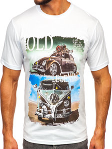 Bolf Herren T-Shirt mit Motiv Weiß  14496