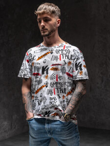 Bolf Herren T-Shirt mit Motiv Weiß 14908