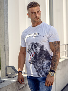 Bolf Herren T-Shirt mit Motiv Weiß 181519A