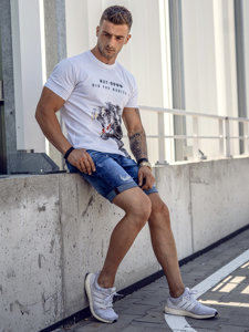 Bolf Herren T-Shirt mit Motiv Weiß 181519A